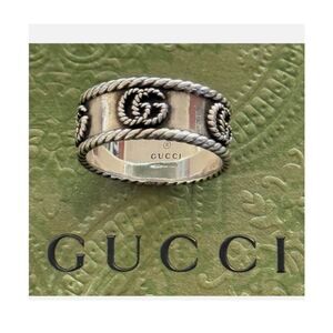 Gucci Sterling Silver GG Marmont RingSize 10